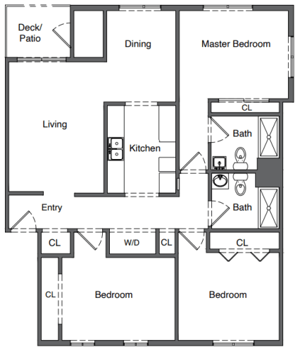 Floor Plan  3 Bedrooms, 2 Bathrooms