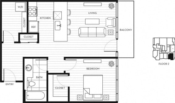 Floor Plan  1x1 B