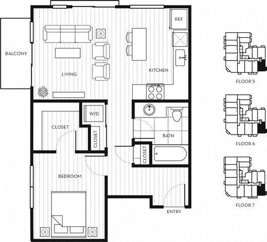Floor Plan  1x1 C