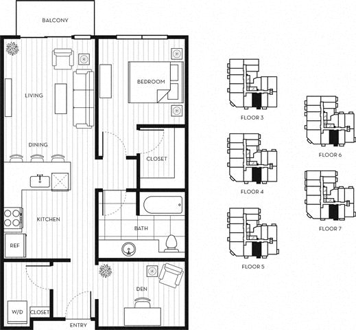Floor Plan  1x1+D D