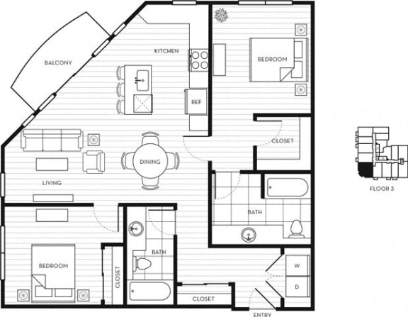 Floor Plan  2x2 A - Type A