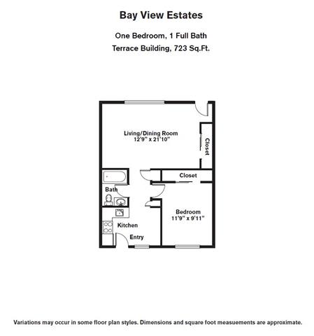 Floor Plan  1 BR w/ Living Room