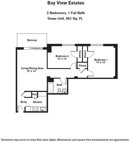 Floor Plan  2 BR - Tower