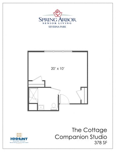 Floor Plan  378 Sq-Ft Cottage Companion Studio at Spring Arbor of Severna Park, Severna Park, MD, 21146