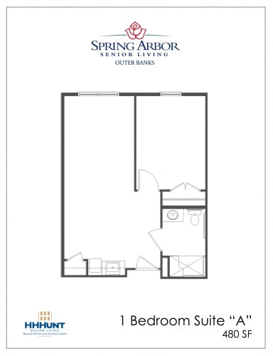 Floor Plan  Starting from 480 Square-Foot 1 Bedroom AL Floor Plan at Spring Arbor of Outer Banks in Kill Devil Hills, NC