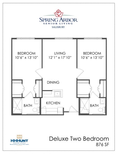 Floor Plan  Starting from 874 Square-Foot 2 Bedroom Assisted Living at Spring Arbor of Salisbury, Midlothian, Virginia