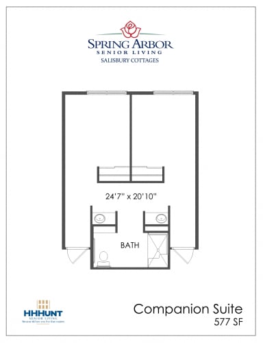 Floor Plan  Starting from 577 Square-Foot CompanionSuite1 at Spring Arbor Cottage of Salisbury, Midlothian, 23113