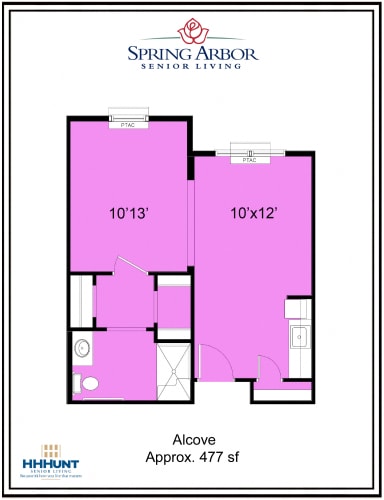 Floor Plan  Starting from 477 Square-Foot Alcove Floor Plan Unit at Spring Arbor of Cary