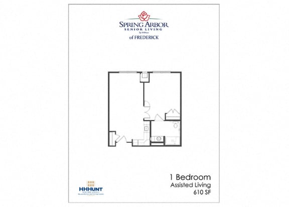 Floor Plan  610 Square-Foot 1 Bedroom Assisted Living Floor Plan at Spring Arbor of Frederick in Frederick, MD