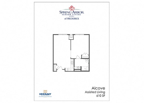 Floor Plan  610 Square-Footage Alcove Assisted Living Floor Plan at Spring Arbor of Frederick in Frederick, MD