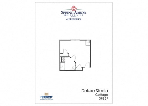 Floor Plan  398 Square-Foot Deluxe Studio Cottage Floor Plan at Spring Arbor of Frederick in Frederick, MD