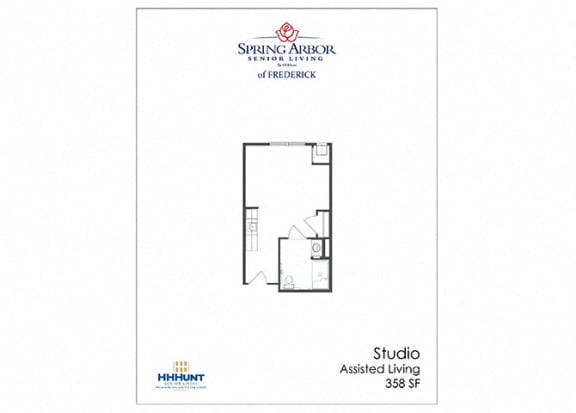 Floor Plan  358 Square-Foot Studio Assisted Living Floor Plan at Spring Arbor of Frederick in Frederick, MD