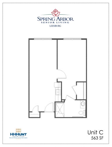 Floor Plan  Starting from 540 Square-Foot 1 Bedroom AL Floor Plan at Spring Arbor of Leesburg, Leesburg, VA