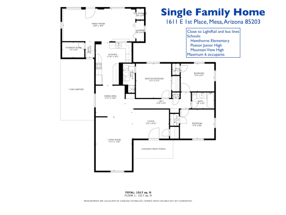 Floor Plan  3/2 1517 sqft