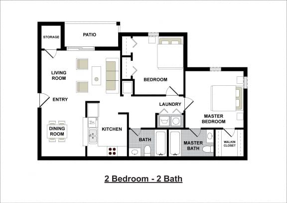 Floor Plan  2 Bedroom 2 Bath 928 Square Feet