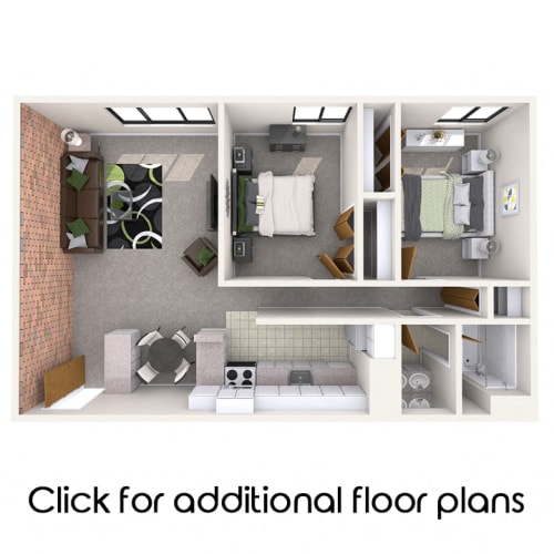 Floor Plan  2 Bed 1 Bath for 2 People (rate per person)