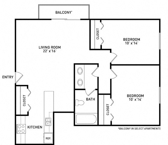 Floor Plan  2 Bedroom 1 Bathroom for 3 People (rate per person)