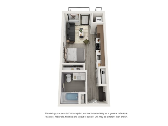 Floor Plan  4th and J San Diego, CA S3 Floor Plan 415 to 420 SF