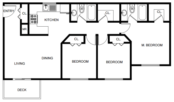 Floor Plan  3 Bedrooms, 2 Bathrooms