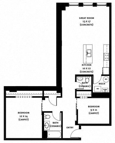 Floor Plan  304 Floor Plan at Market Square Place, Pittsburgh, PA