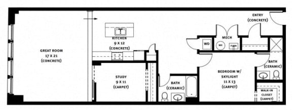 Floor Plan  322 Floor Plan at Market Square Place, Pennsylvania, 15222