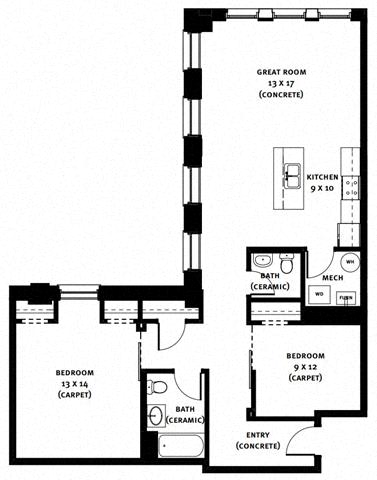 Floor Plan  502 Floor Plan at Market Square Place, Pittsburgh, PA, 15222