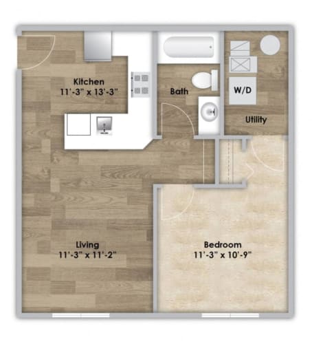 Floor Plan  1 Bedroom - First Floor Style 102