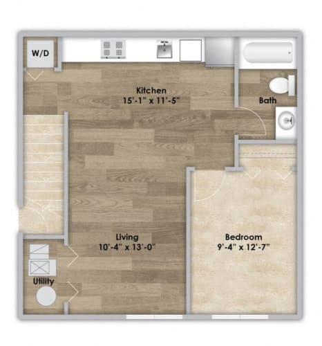 Floor Plan  1 Bedroom - Second Floor Style 103