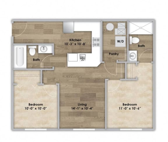 Floor Plan  2 Bedroom - First Floor Style 203