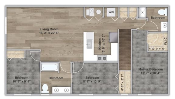 Floor Plan  Three Bedroom - Second Floor