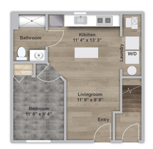 Floor Plan  One Bedroom - First Floor - ADA Modified