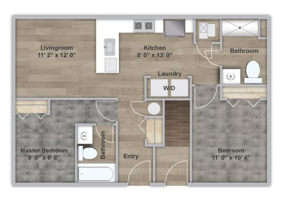 Floor Plan  Two Bedroom - First Floor - ADA Modified