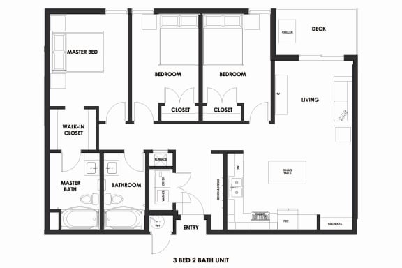 Floor Plan  3BR/2BA 39% AMI HOME Millcreek Station