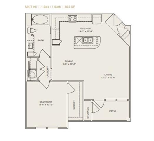 Floor Plan  A51 Floor Plan at Delray Apartments, Houston, TX, 77077