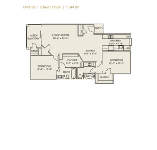 Floor Plan  B21 Floor Plan at Delray Apartments, Houston