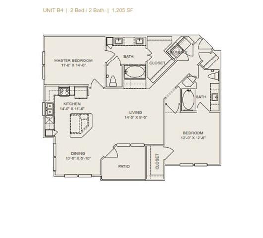 Floor Plan  B41 Floor Plan at Delray Apartments, Houston, 77077