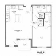 Floor Plan  1 Bedroom, 1 Bath B
