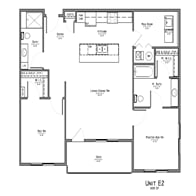 Floor Plan  2 Bedroom, 2 Bathroom E2