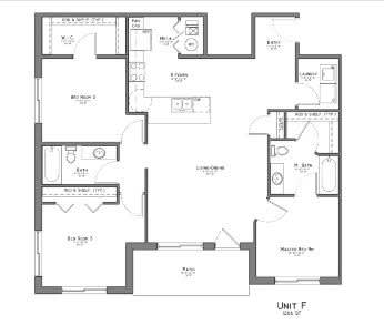 Floor Plan  3 Bedrooms, 2 Bathrooms F