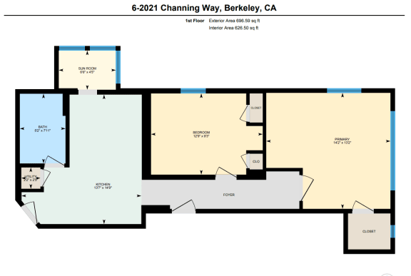 Floor Plan  2 Bedrooms, 1 Bathroom