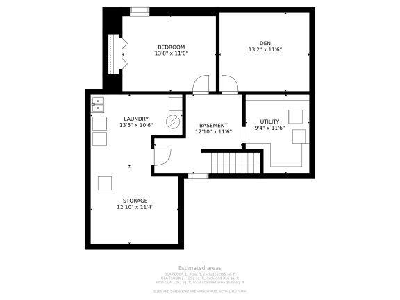 Floor Plan  2 BD Townhome - Updated Kitchen & Floor