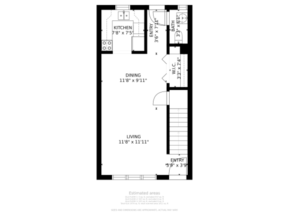Floor Plan  2 BD Townhome - Updated Kitchen