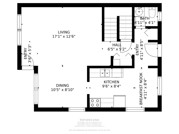Floor Plan  3 BD Townhome - Updated Kitchen