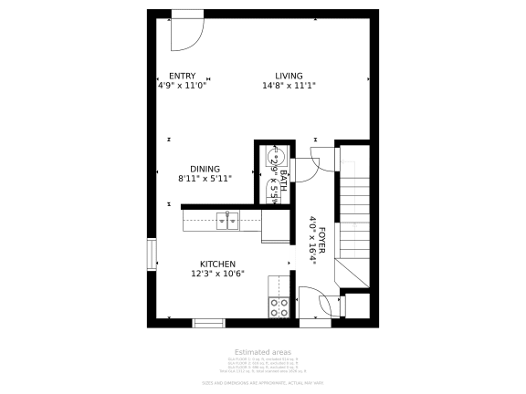 Floor Plan  3BD Townhome - Updated Kitchen