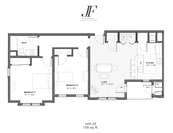 Floor Plan  Two Bedrooms One Bath