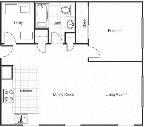 Floor Plan  1 Bedroom 1 Bath 2D Floorplan-Faubourg Lafitte, New Orleans