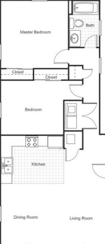 Floor Plan  2 Bedroom 2 Bath 2D Floorplan-Faubourg Lafitte, New Orleans