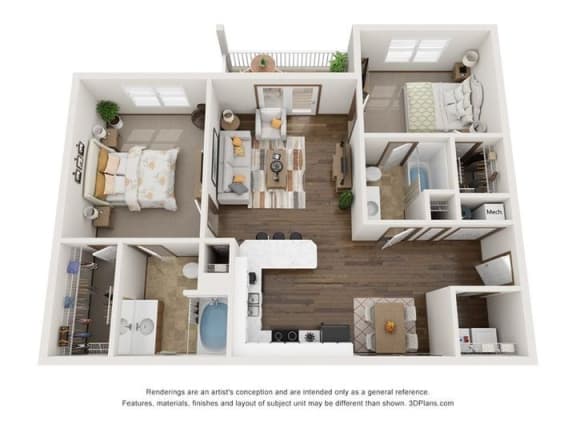 Floor Plan  2 Bedrooms, 2 Bathrooms