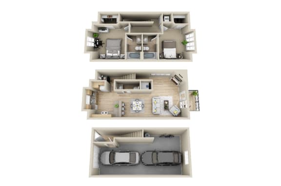 Floor Plan  2x2.5 TH 1334 sq. ft. The Grandview