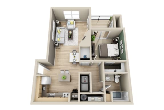 Floor Plan  1x1 719-746 sq. ft. The Indigo Spring